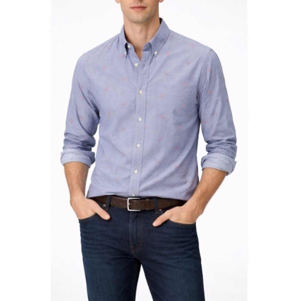 Bonobos Men's Blue Citrus Print Long Sleeve Slim Fit Button Down Size S‎